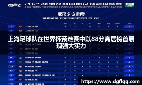 上海足球队在世界杯预选赛中以88分高居榜首展现强大实力